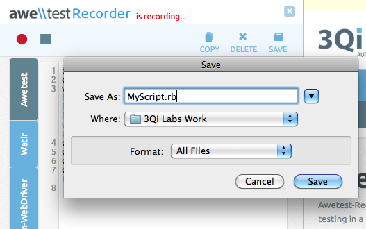 Saving a script in Recorder