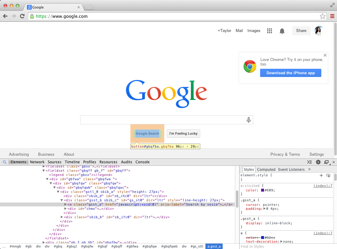 Google chrome shortcut mac